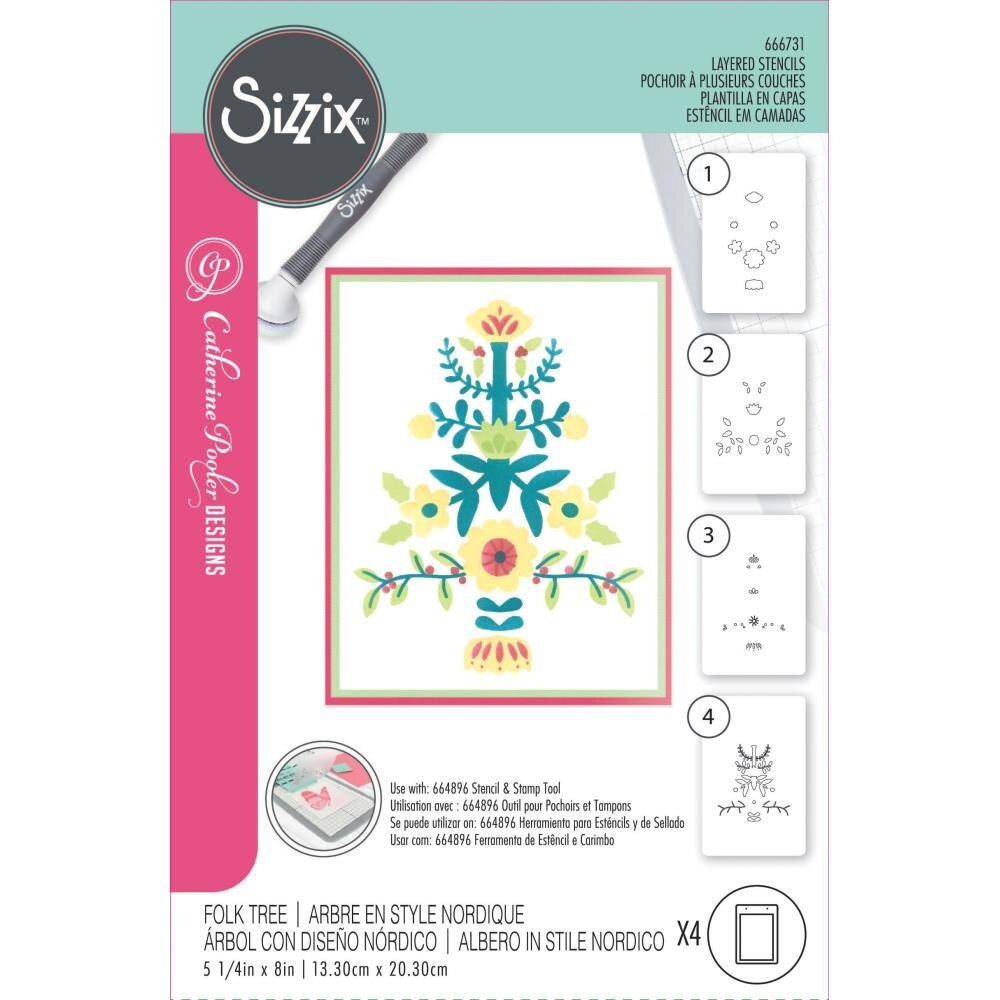 Sizzix Layered Stencil Folk Tree (666731)