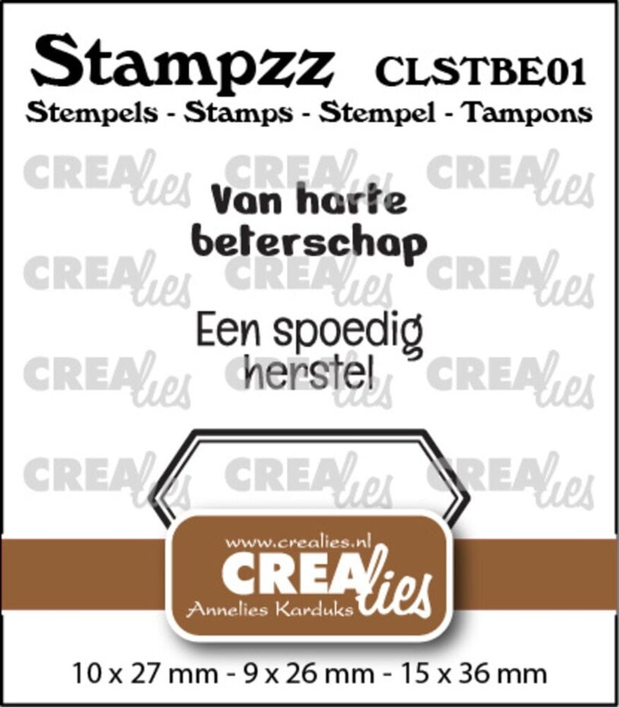 Crealies Stampzz Clear Stamps Beterschap No.1 (CLSTBE01)