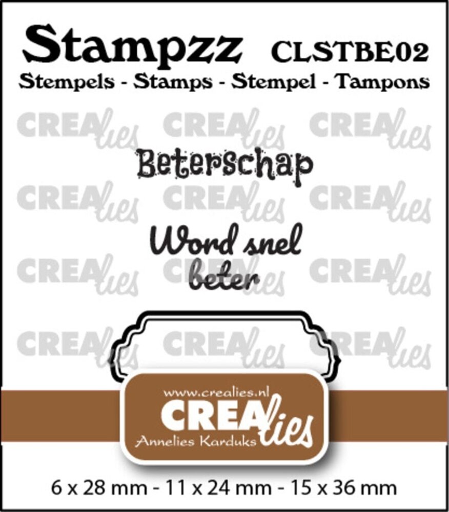 Crealies Stampzz Clear Stamps Beterschap No.2 (CLSTBE02) Crealies Stampzz Clear Stamps Beterschap No.2 (CLSTBE02)