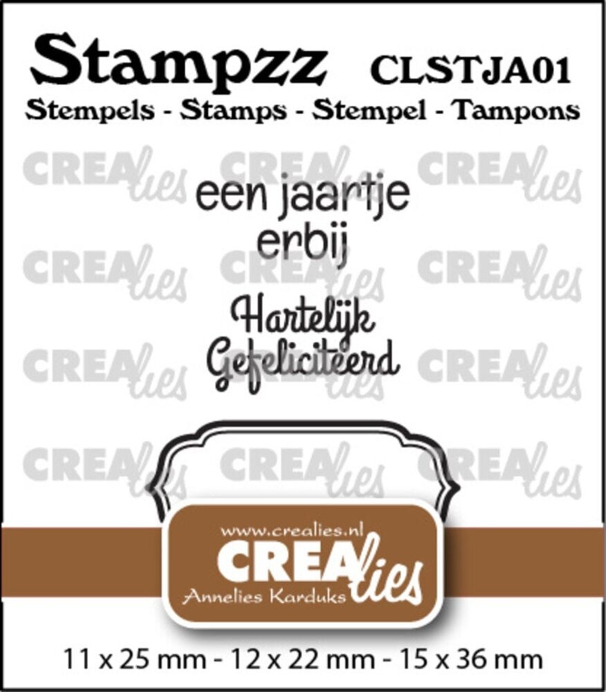 Crealies Stampzz Clear Stamps Jarig No.1 (CLSTJA01)