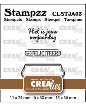 Crealies Stampzz Clear Stamps Jarig No.3 (CLSTJA03) Crealies Stampzz Clear Stamps Jarig No.3 (CLSTJA03)