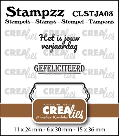 Crealies Stampzz Clear Stamps Jarig No.3 (CLSTJA03) Crealies Stampzz Clear Stamps Jarig No.3 (CLSTJA03)