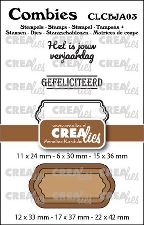 Crealies Combies Stamp & Die Jarig No.3 (CLCBJA03) Crealies Combies Stamp & Die Jarig No.3 (CLCBJA03)