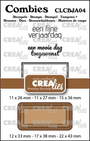 Crealies Combies Stamp & Die Jarig No.4 (CLCBJA04) Crealies Combies Stamp & Die Jarig No.4 (CLCBJA04)