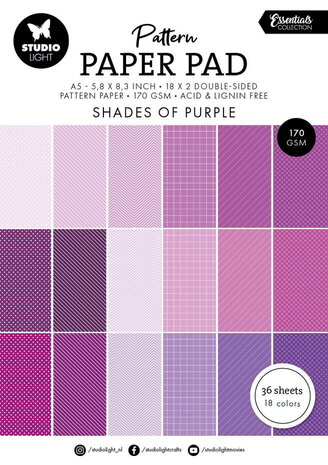 Studio Light Essentials Shades Of Purple A5 Pattern Paper Pad (SL-ES-PPP249)