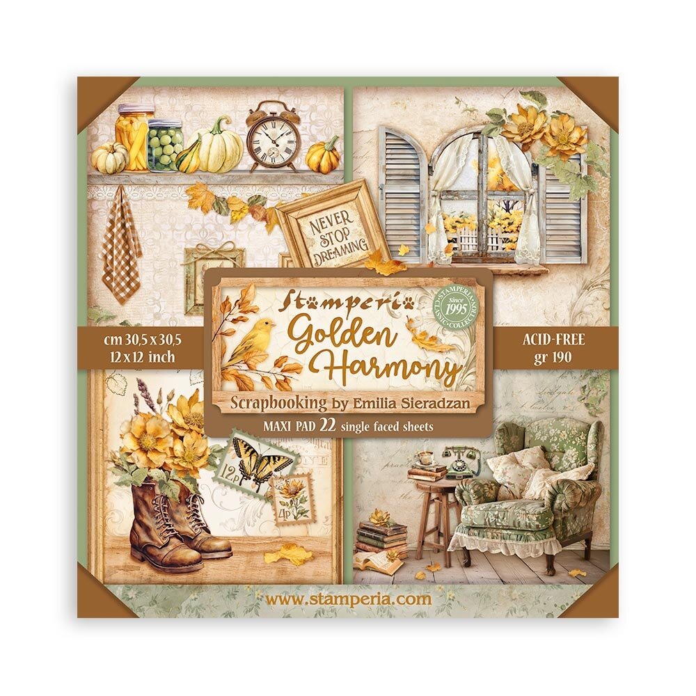 Stamperia Golden Harmony 12x12 Inch Single Face Paper Pack (SBBXLB17) Stamperia Golden Harmony 12x12 Inch Single Face Paper Pack (SBBXLB17)