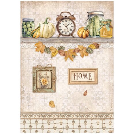 Stamperia Golden Harmony A4 Rice Paper Clock and Pumpkins (DFSA4946) Stamperia Golden Harmony A4 Rice Paper Clock and Pumpkins (DFSA4946)