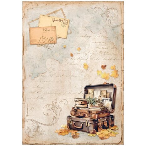 Stamperia Golden Harmony A4 Rice Paper Suitcase (DFSA4948) Stamperia Golden Harmony A4 Rice Paper Suitcase (DFSA4948)