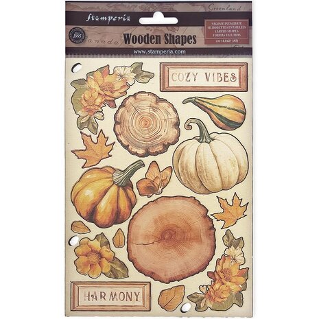 Stamperia Golden Harmony Wooden Shapes A5 Pumpkins (KLSP172)