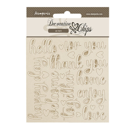 Stamperia Golden Harmony Decorative Chips Writings (SCB239) Stamperia Golden Harmony Decorative Chips Writings (SCB239)