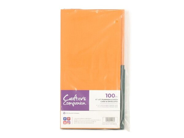 Crafter's Companion Card & Envelopes 6x6 Inch Pumpkin & Green (100pcs) (CC-PUMG-CBEN-6X6)