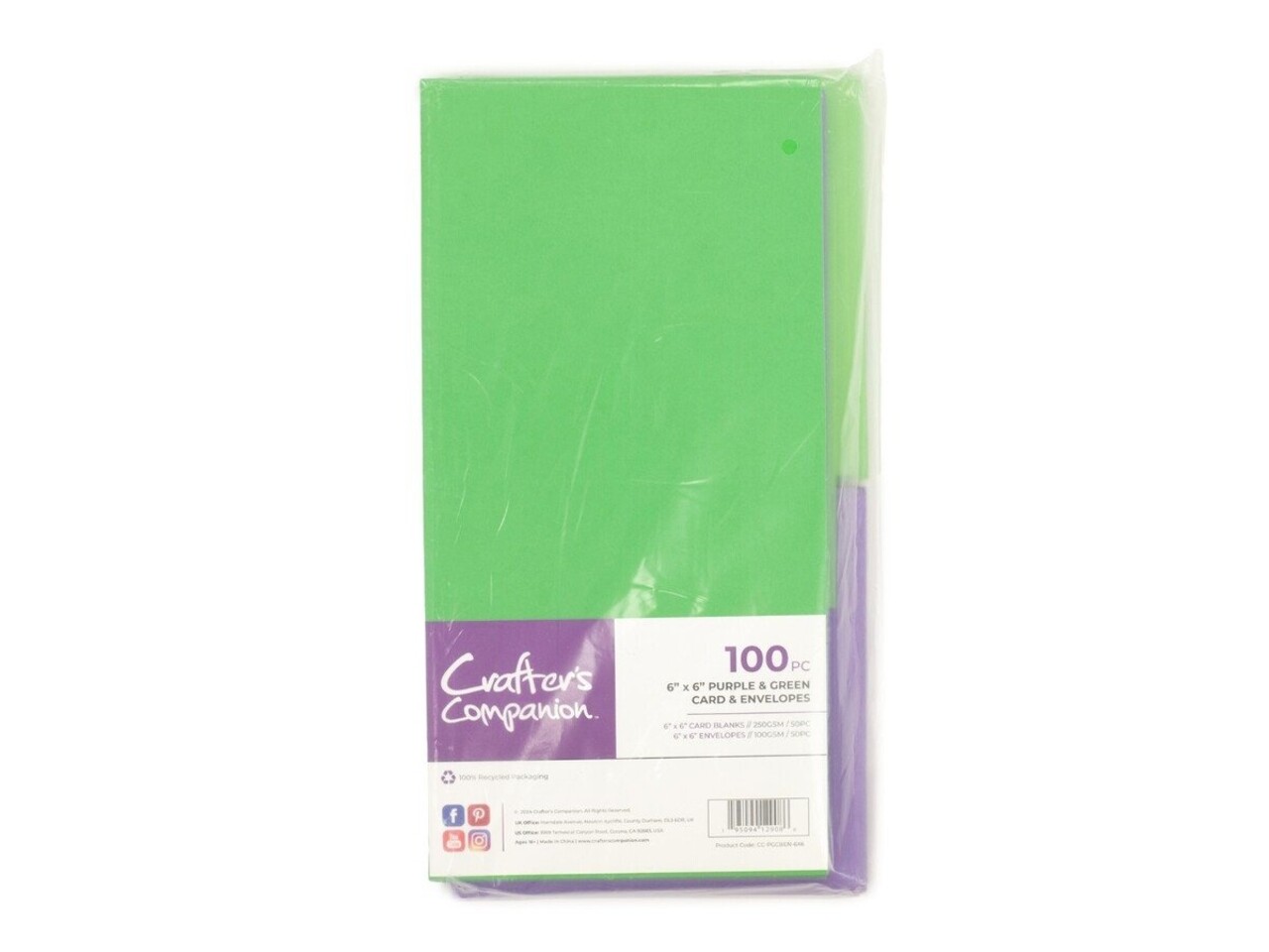 Crafter's Companion Card & Envelopes 6x6 Inch Purple & Green (100pcs) (CC-PGCBEN-6X6) Crafter's Companion Card & Envelopes 6x6 Inch Purple & Green (100pcs) (CC-PGCBEN-6X6)