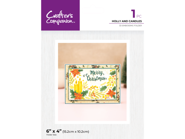 Crafter's Companion Holly and Candles 3D Embossing Folder (CC-3D-EF4-HOCA) Crafter's Companion Holly and Candles 3D Embossing Folder (CC-3D-EF4-HOCA)