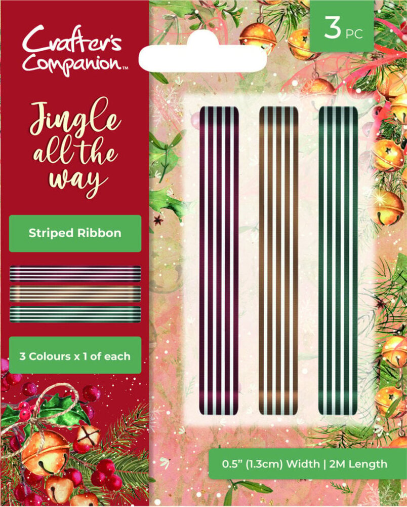 Crafter's Companion Jingle All The Way Stripped Ribbon (JATW-STRIP-RIB)