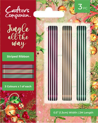 Crafter's Companion Jingle All The Way Stripped Ribbon (JATW-STRIP-RIB)