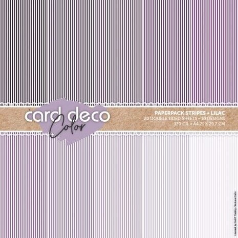 Card Deco Color Paperpack A4 Stripes Lilac (CDCPPA413003) Card Deco Color Paperpack A4 Stripes Lilac (CDCPPA413003)