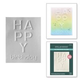 Spellbinders Beveled Sentiments Cardfronts Happy Birthday 3D Embossing Folder (E3D-092)