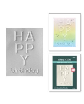 Spellbinders Beveled Sentiments Cardfronts Happy Birthday 3D Embossing Folder (E3D-092)