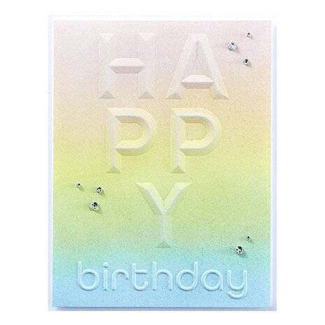 Spellbinders Beveled Sentiments Cardfronts Happy Birthday 3D Embossing Folder (E3D-092)