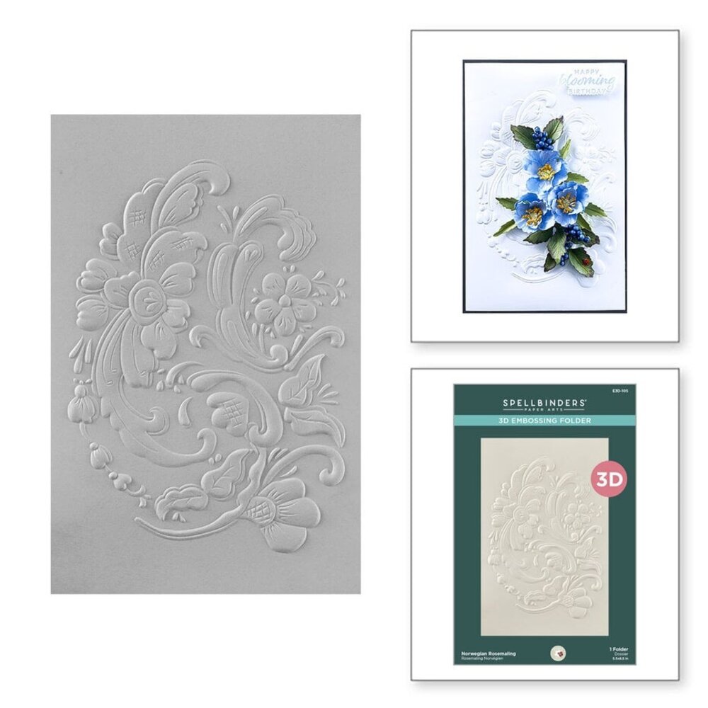 Spellbinders Winter's Grace Garden Norwegian Rosemaling 3D Embossing Folder (E3D-105) Spellbinders Winter's Grace Garden Norwegian Rosemaling 3D Embossing Folder (E3D-105)