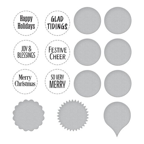 Spellbinders Essential Holiday Festive Circle Sentiments Press Plates & Die Set (BP-216) Spellbinders Essential Holiday Festive Circle Sentiments Press Plates & Die Set (BP-216)