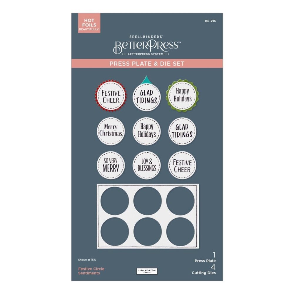 Spellbinders Essential Holiday Festive Circle Sentiments Press Plates & Die Set (BP-216) Spellbinders Essential Holiday Festive Circle Sentiments Press Plates & Die Set (BP-216)