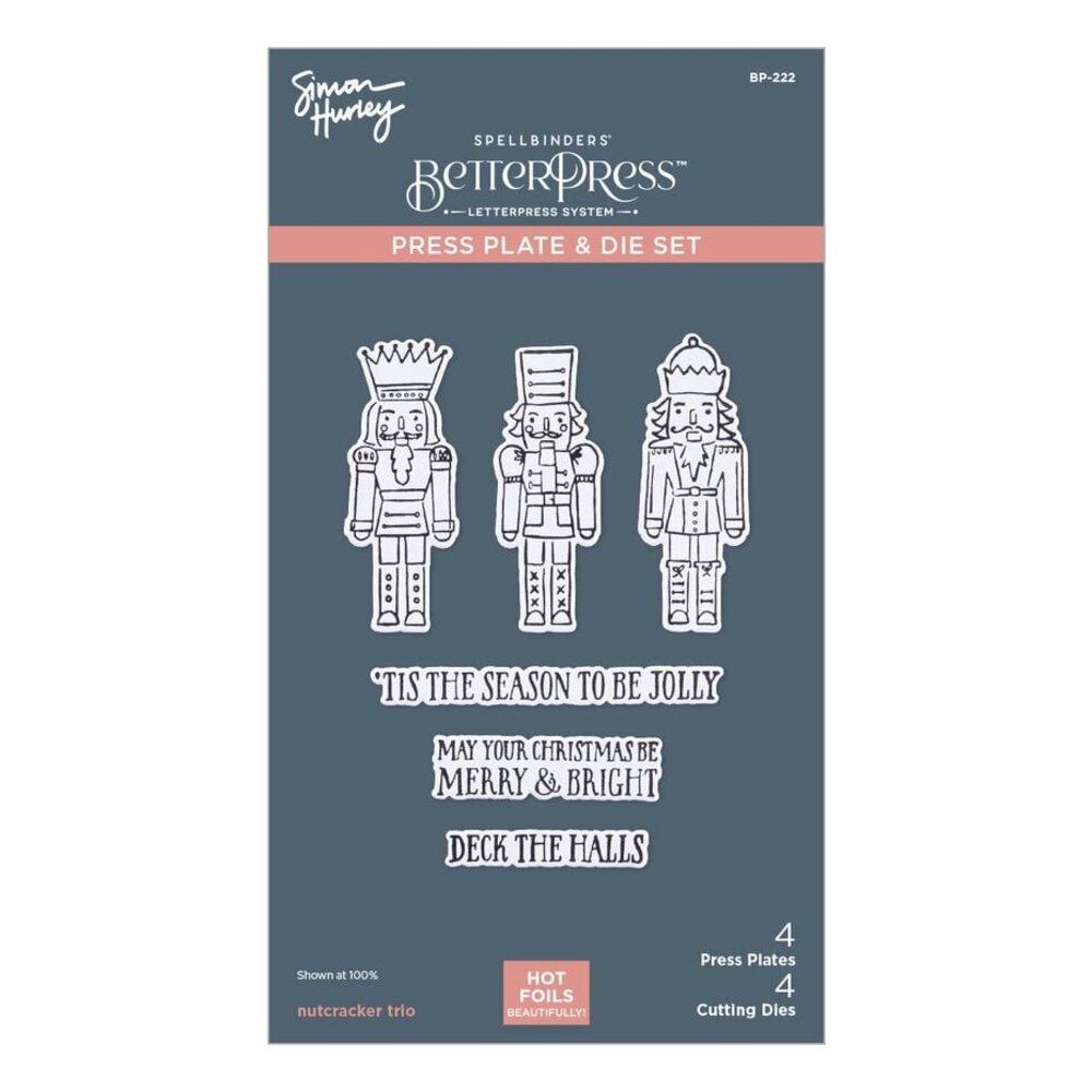 Spellbinders Glad Tidings Nutcracker Trio Press Plate & Die Set (BP-222) Spellbinders Glad Tidings Nutcracker Trio Press Plate & Die Set (BP-222)
