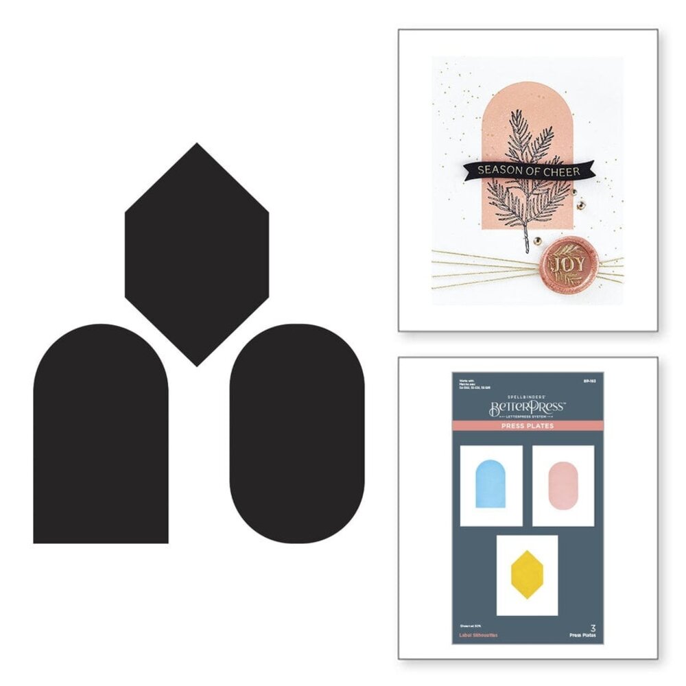 Spellbinders Sealed 3D Christmas Label Silhouettes Press Plates (BP-193) Spellbinders Sealed 3D Christmas Label Silhouettes Press Plates (BP-193)