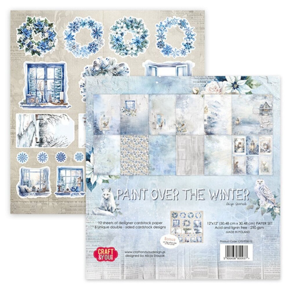 Craft & You Paint Over The Winter 12x12 Inch Paper Pack (12pcs) (CYD-CPS-PT30 -12)