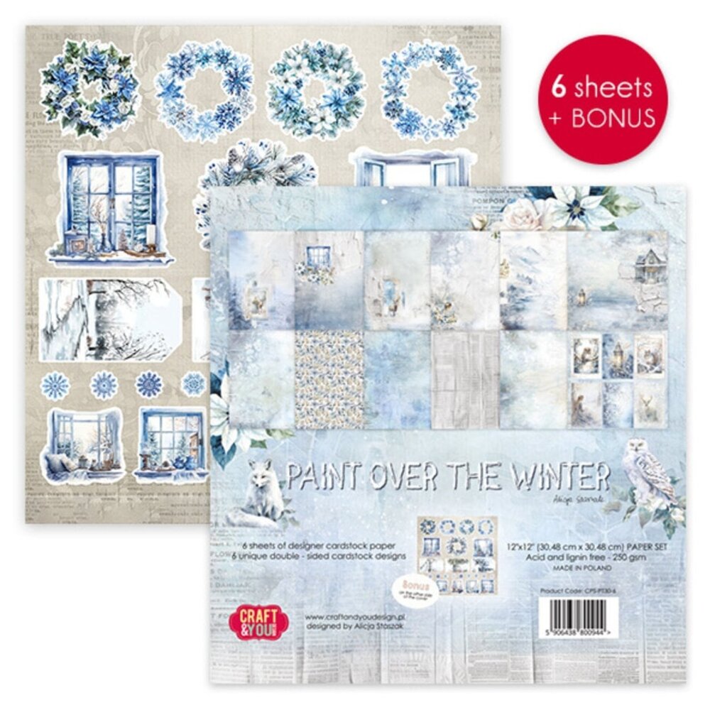 Craft & You Paint Over The Winter 12x12 Inch Paper Pack (6pcs) (CYD-CPS-PT30-6)