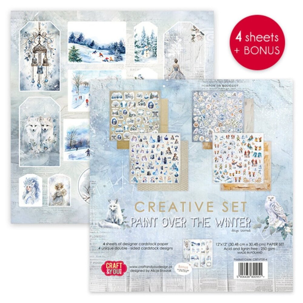 Craft & You Paint Over The Winter 12x12 Inch Creative Set (4pcs) (CYD-CSET-PT30-4)