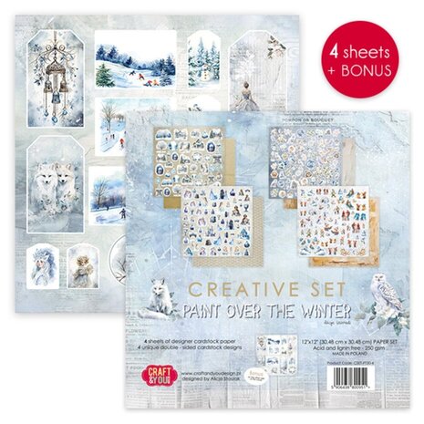Craft & You Paint Over The Winter 12x12 Inch Creative Set (4pcs) (CYD-CSET-PT30-4)