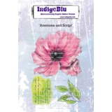 IndigoBlu Anemone and Script A6 Rubber Stamps (IND1343)