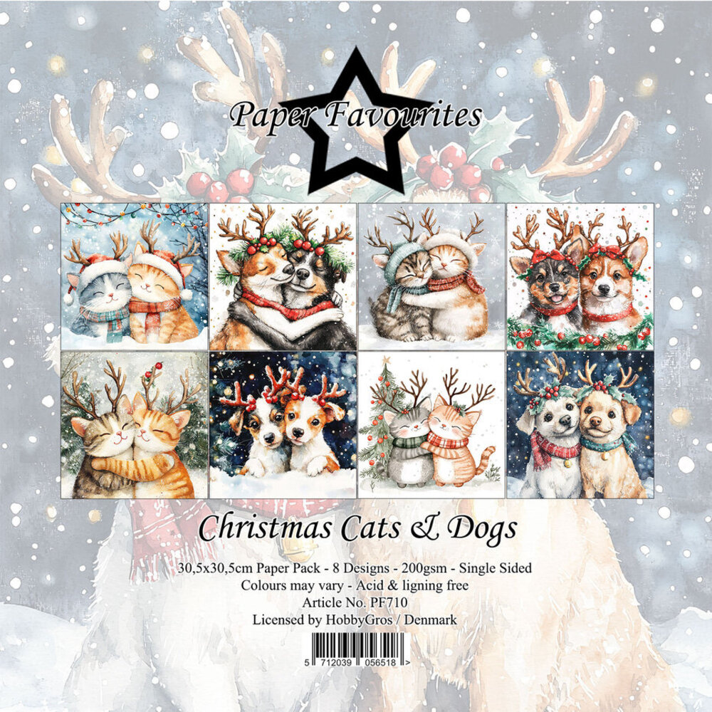 Paper Favourites Christmas Cats & Dogs 12x12 Inch Paper Pack (PF710)