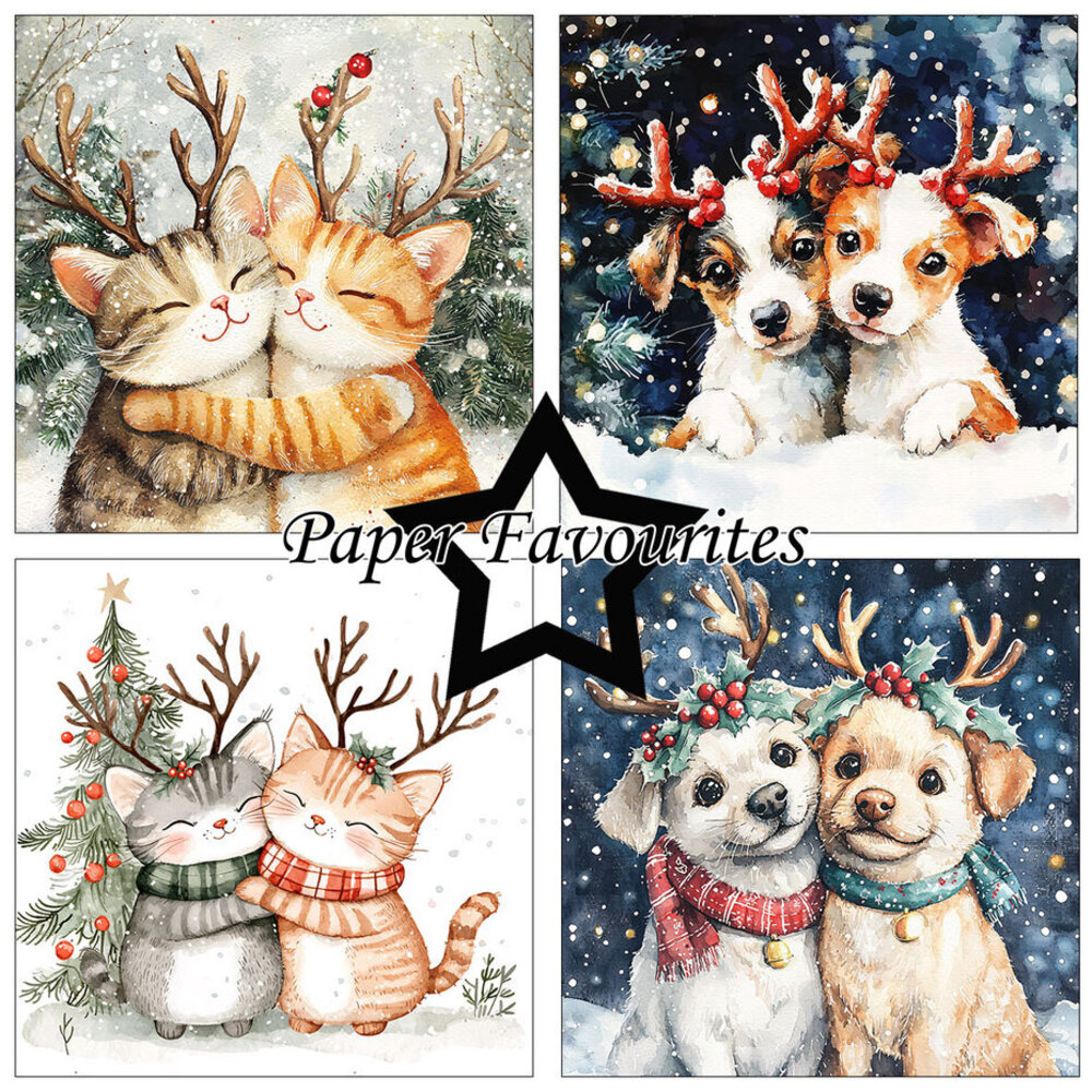 Paper Favourites Christmas Cats & Dogs 12x12 Inch Paper Pack (PF710)