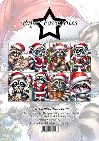 Paper Favourites Christmas Raccoons A5 Paper Pack (PFA152) Paper Favourites Christmas Raccoons A5 Paper Pack (PFA152)