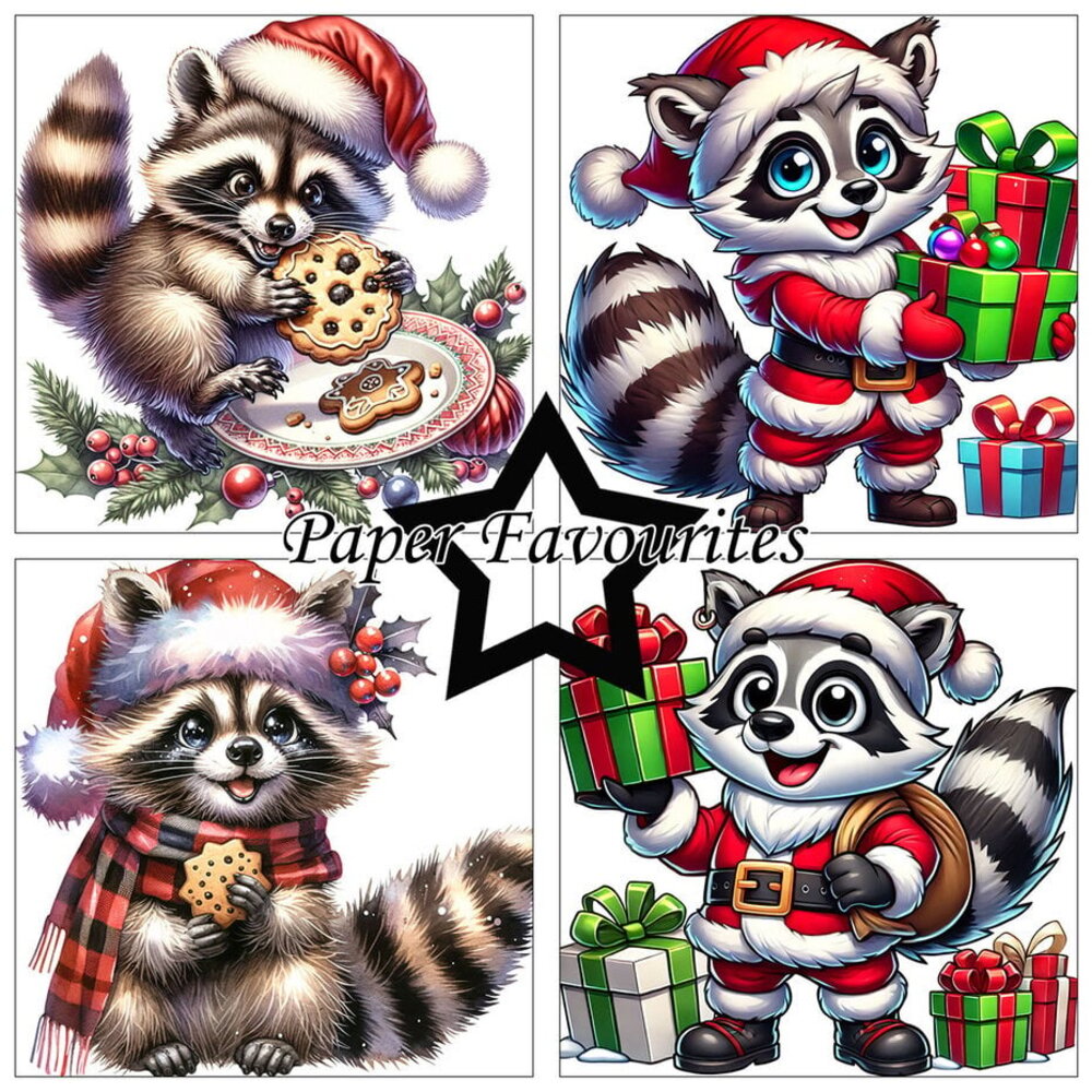 Paper Favourites Christmas Raccoons 6x6 Inch Paper Pack (PF511)