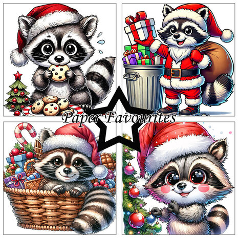 Paper Favourites Christmas Raccoons 6x6 Inch Paper Pack (PF511)