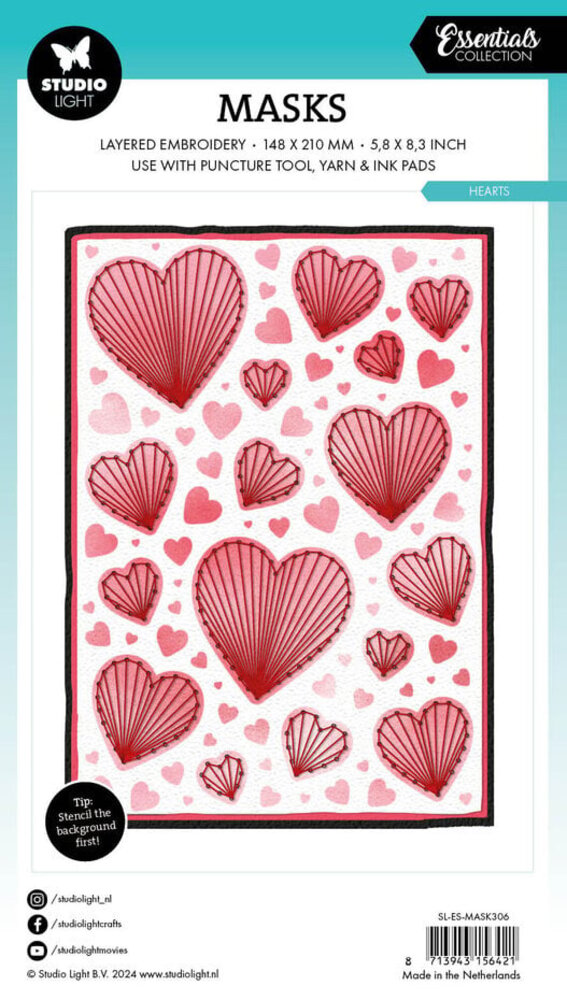 Studio Light Essentials Hearts Layered Embroidery Masking Stencil (SL-ES-MASK306) Studio Light Essentials Hearts Layered Embroidery Masking Stencil (SL-ES-MASK306)
