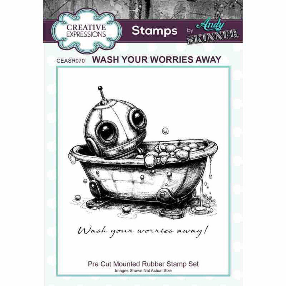 Creative Expressions Andy Skinner Pre-Cut Rubber Stamp A6 Wash Your Worries Away (CEASR070)