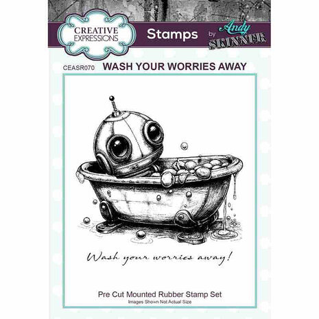 Creative Expressions Andy Skinner Pre-Cut Rubber Stamp A6 Wash Your Worries Away (CEASR070)