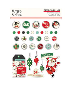 Simple Stories Simple Vintage Holly Jolly Decorative Brads (23327) Simple Stories Simple Vintage Holly Jolly Decorative Brads (23327)