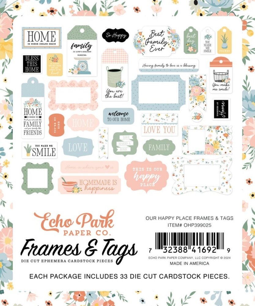 Echo Park Our Happy Place Ephemera Frames & Tags (OHP399025)