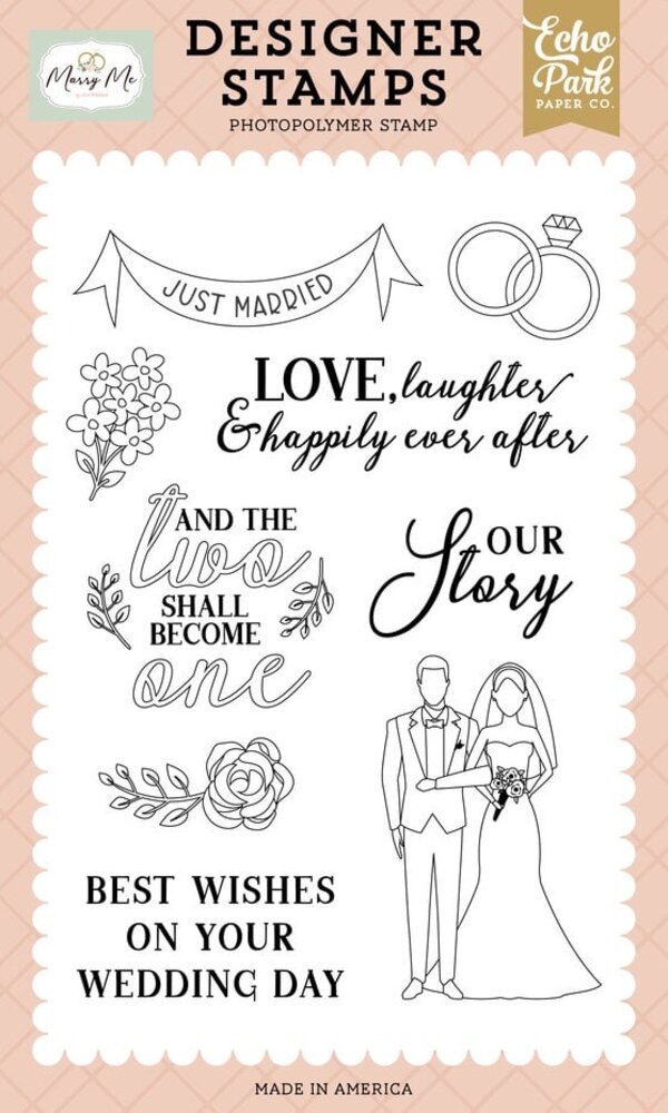 Echo Park Marry Me Just Married Clear Stamp (MRY400045)