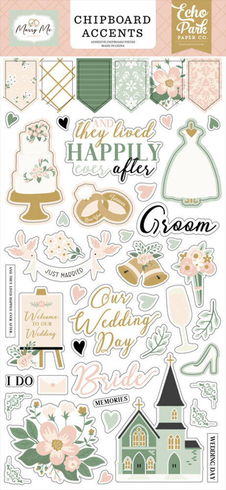 Echo Park Marry Me 6x13 Inch Chipboard Accents (MRY400021)