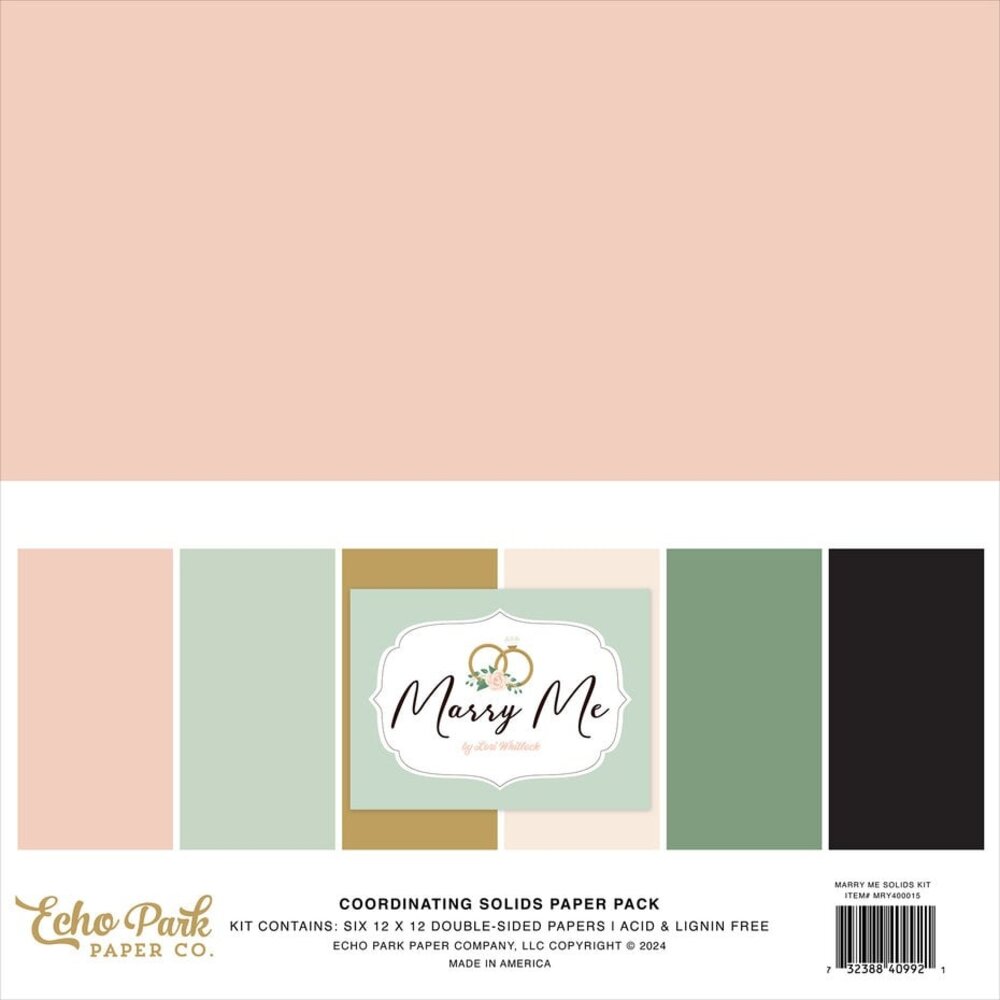 Echo Park Marry Me 12x12 Inch Coordinating Solids Paper Pack (MRY400015)
