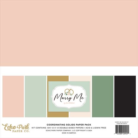 Echo Park Marry Me 12x12 Inch Coordinating Solids Paper Pack (MRY400015)