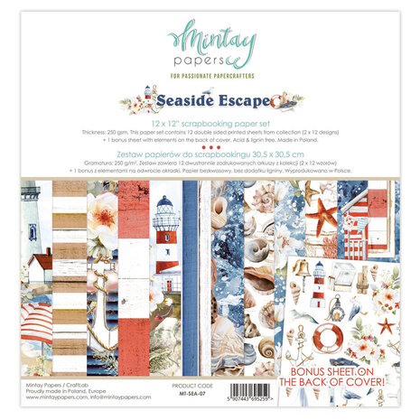 Mintay Seaside Escape 12x12 Inch Scrapbooking Paper Set (MT-SEA-07) Mintay Seaside Escape 12x12 Inch Scrapbooking Paper Set (MT-SEA-07)
