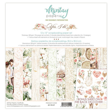 Mintay Yes I Do 12x12 Inch Scrapbooking Paper Set (MT-YES-07) Mintay Yes I Do 12x12 Inch Scrapbooking Paper Set (MT-YES-07)