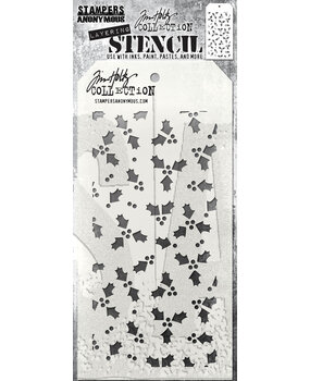 Stampers Anonymous Tim Holtz Tiny Holly Layering Stencil (THS189) Stampers Anonymous Tim Holtz Tiny Holly Layering Stencil (THS189)